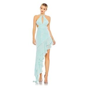 ✨ Ieena for Mac Duggal Aqua Sequin Gown – Size 4 – NWT ✨